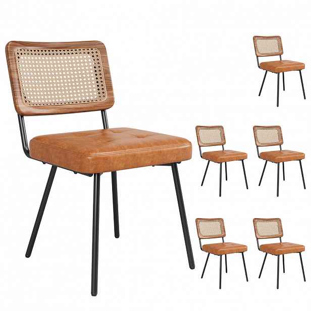 FLIEKS JÍDELNÍ ŽIDLE V SADĚ 6 KS EKO KŮŽE RATTAN RETRO