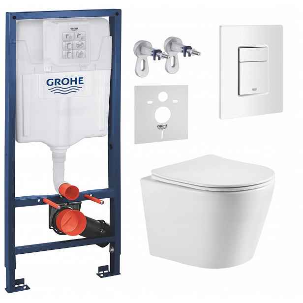 Podomítkový Wc set Grohe s mísou Elanta a tlačítkem bílá Fresh