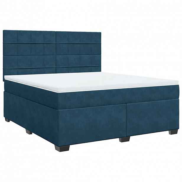 vidaXL Box spring postel s matrací modrá 180 x 200 cm samet