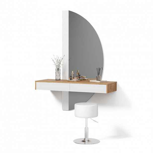 Livinity® TOALETNÍ STOLEK Ascona Bílá s LED osvětlením a taburetem