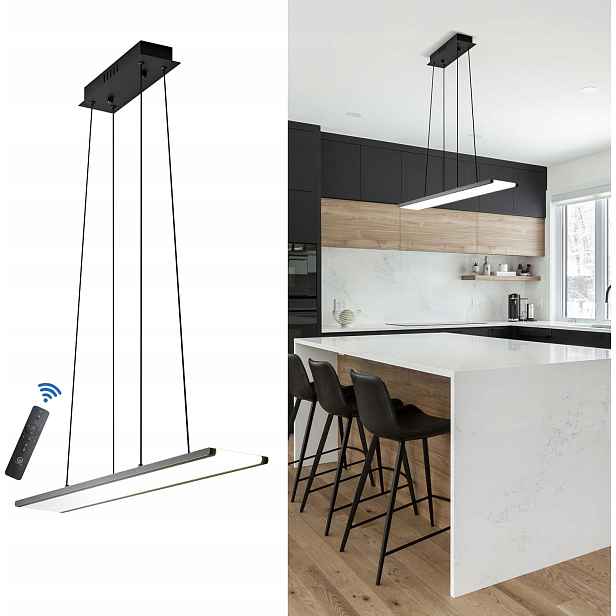 Moderní Led závěsná lampa stmívatelná s dálkovým ovládáním 95 x 13 cm, černá