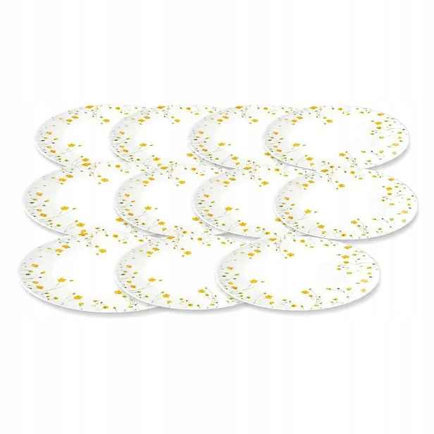 Porcelánové dezertní talířky 19 cm, sada 12 ks, bílé s květinami