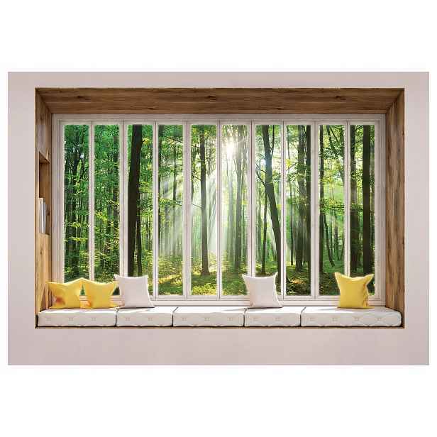 Tapeta Okno do lesa perspektiva příroda relaxace Slunce 250x175 design lepidlo