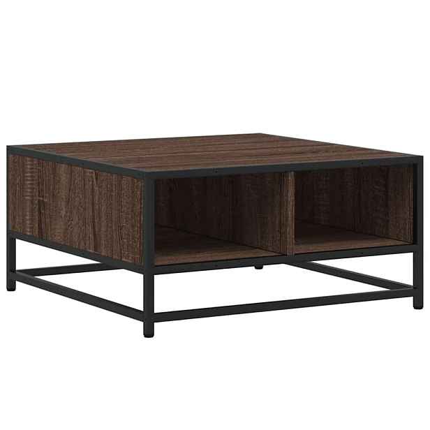 vidaXL Konferenční stolek hnědý dub 60,5 x 60,5 x 30 cm kompozit a kov