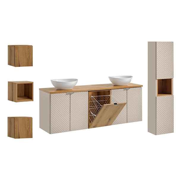 Petits-meubles KOUPELNOVÝ NÁBYTEK 160cm Manoa 2er-Set Kašmír - dřevo