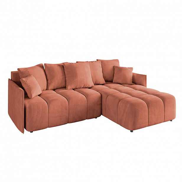 ALTDECOR ROHOVÁ SEDACÍ SOUPRAVA s otomanem vpravo LONLI-L 251x189x68 korálový velur