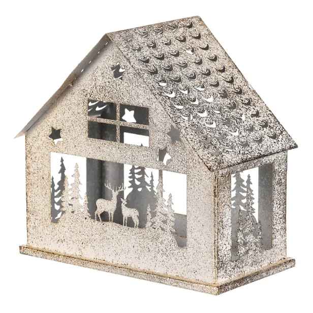 Autronic Kovový svícen domeček KOB045-S – bílá s patinou