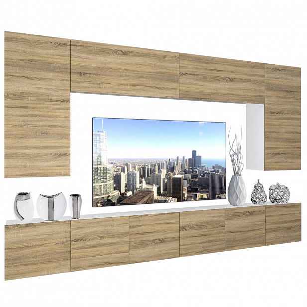 B BELINI GROUP OBÝVACÍ STĚNA s LED osvětlením TV skříňka Dub Sonoma