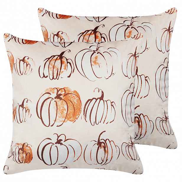 Beliani DEKORATIVNÍ POLŠTÁŘ sada 2 ks Béžový 45/45 cm Cucurbita