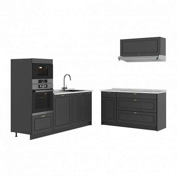 Vicco KUCHYNĚ Fame-Line, Anthrazit-Gold Landhaus/Antracit, 340 cm, PD Mramor