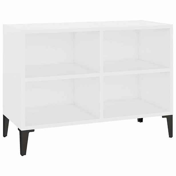 vidaXL TV stolek s kovovými nohami bílý 69,5 x 30 x 50 cm
