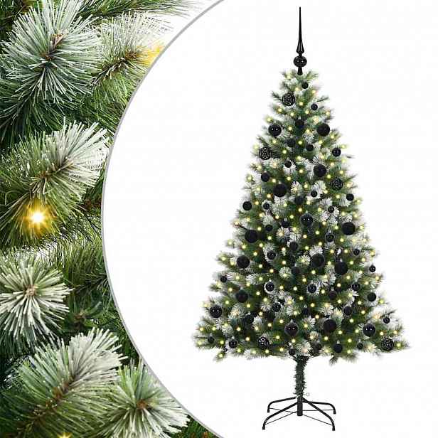 vidaXL Umělý vánoční stromeček s umělým sněhem 300 LED Teplá bílá