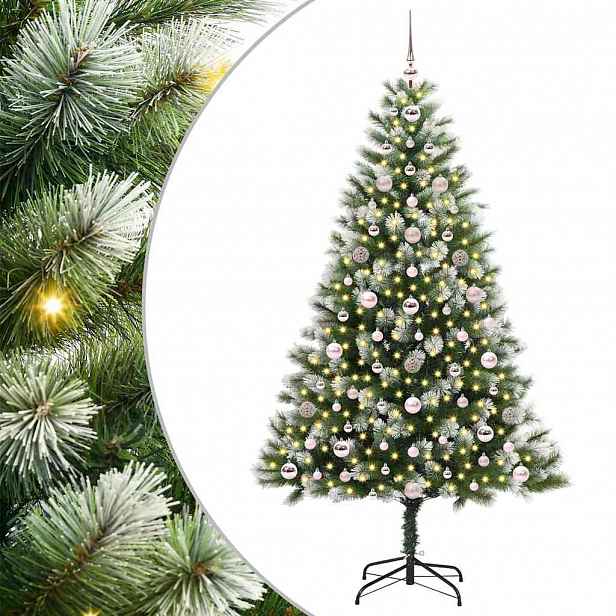 vidaXL Umělý vánoční stromeček s umělým sněhem 300 LED Teplá bílá