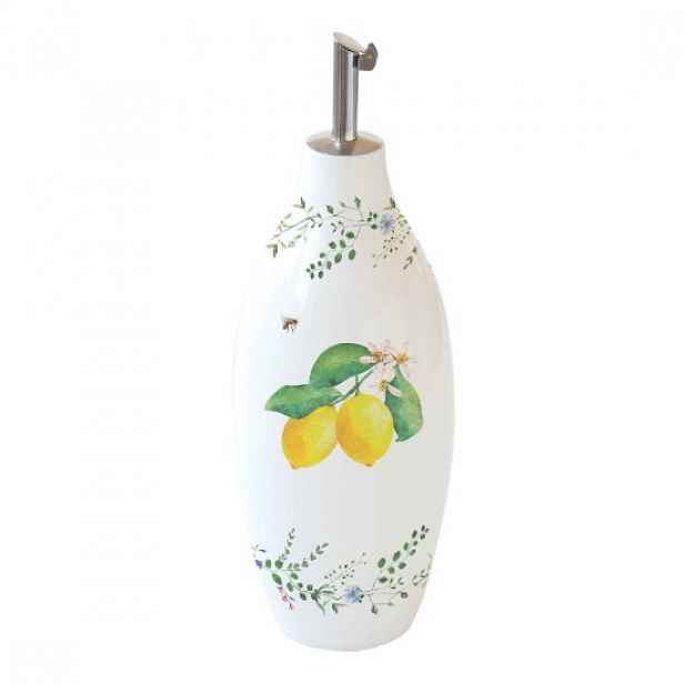 Láhev na olej / ocet, porcelán, 300 ml, "Fleurs et Citrons" - Easy Lif