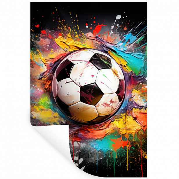 MuchoWow SAMOLEPKA NA ZEĎ Fotbal - barva - barvy - černá - bílá 40x60 cm