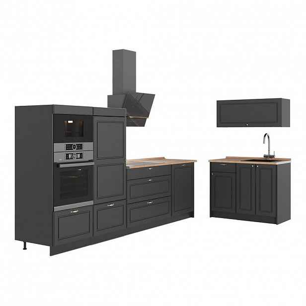 Vicco KUCHYNĚ Fame-Line, Anthrazit-Gold Landhaus/Antracit, 380 cm, PD Dub