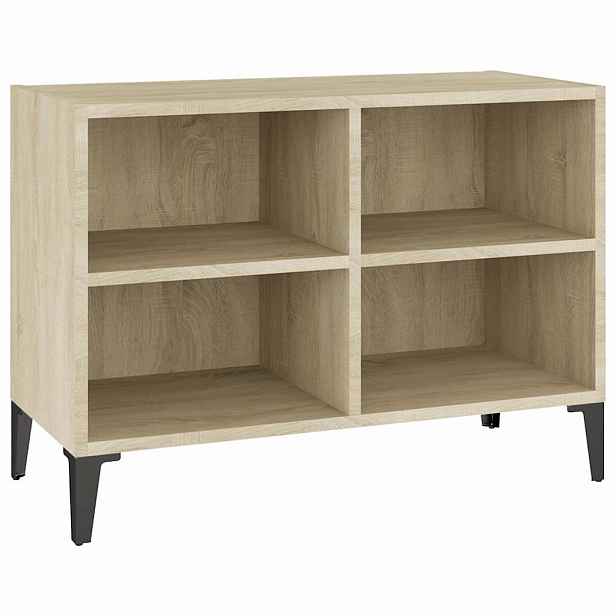 vidaXL TV stolek s kovovými nohami dub sonoma 69,5 x 30 x 50 cm