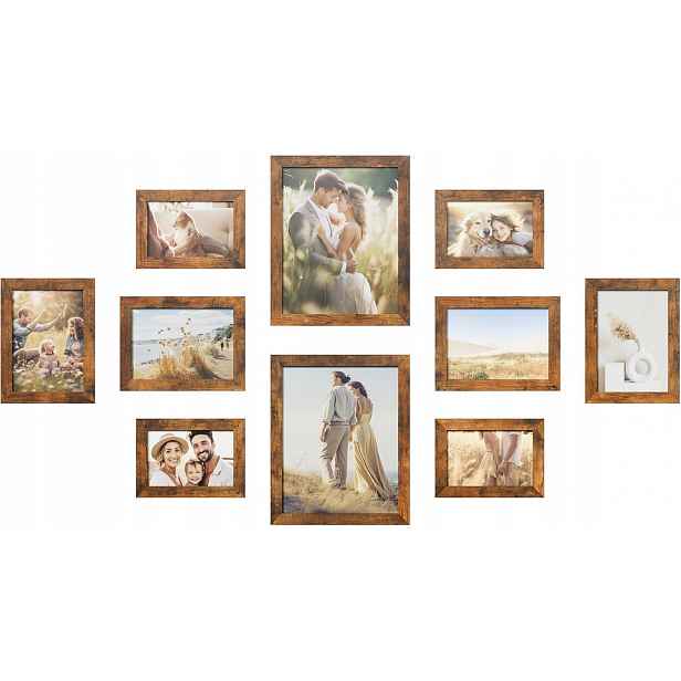 Rámeček , 20 x 25 cm, 13 x 18 cm, 10 x 15 cm, 10 ks , hnědý