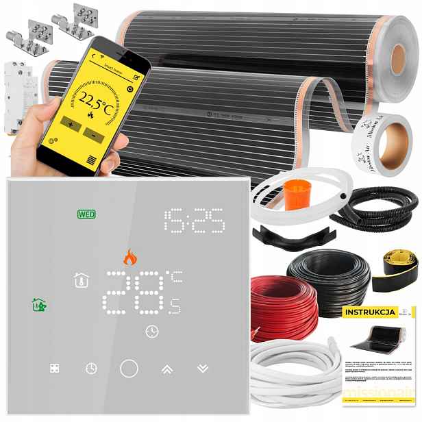 Set Fólie Vyhřívací Podložka Infračervená 24 m² 160 W