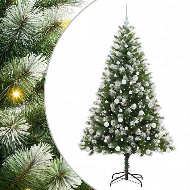 vidaXL Umělý vánoční stromeček s umělým sněhem 300 LED Teplá bílá