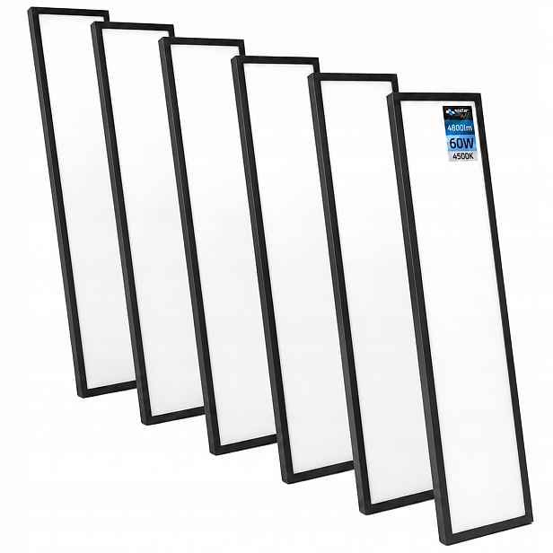 6x Led panel Stropní Svítidlo Stropní Svítidlo Nástěnný 60W 120x30cm černá