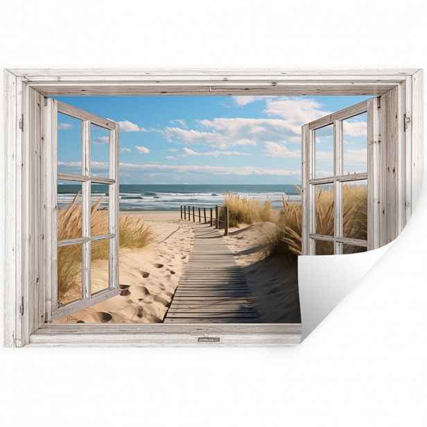 MuchoWow SAMOLEPKA NA ZEĎ Okno - Moře - Pobřeží - Příroda - výhled - Pláž - Waddenské moře 120x80 cm