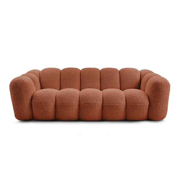 Pohovka z textilie bouclé v cihlové barvě 232 cm Hippolyte – Bobochic Paris