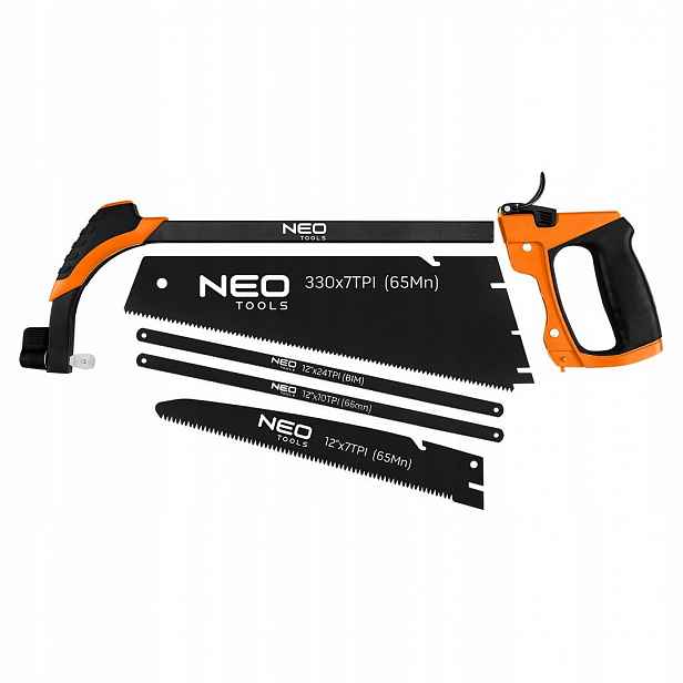 Ruční pila na dřevo, kov, plast, Set 4+1 Neo Tools 44-651