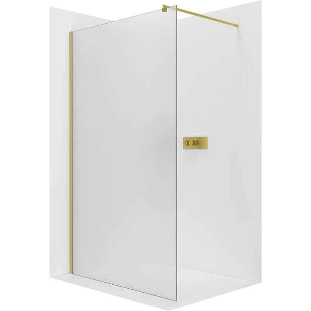 Sprchová zástěna Walk-in Onyx Round L/P - 8 mm - kulatá vzpěra - zlatá, mléčné sklo - 60x200 cm