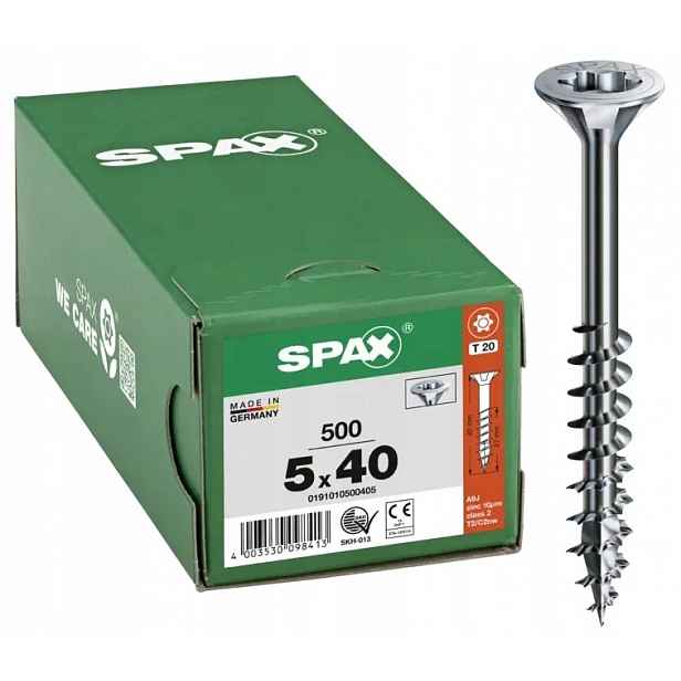 Šroub Do Dřeva Pozink Bílý (500) Txtg 5.0*40MM Spax