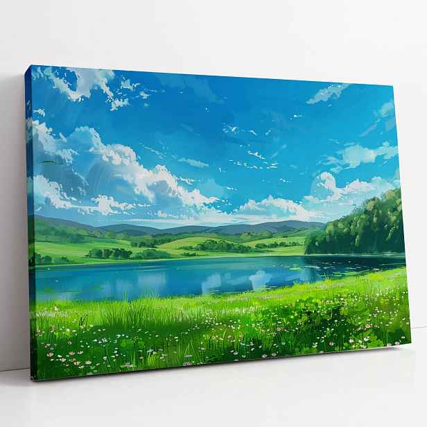 Obraz na plátně Louka u jezera, krajina do domu, pokoje, obýváku 80x60