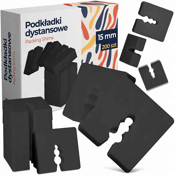 200x Distanční podložky 15 mm Dystanse Vyrovnávací klíny pro šrouby oken 8W