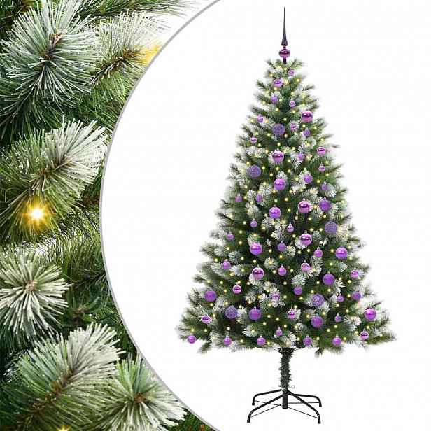 vidaXL Umělý vánoční stromeček s umělým sněhem 300 LED Teplá bílá