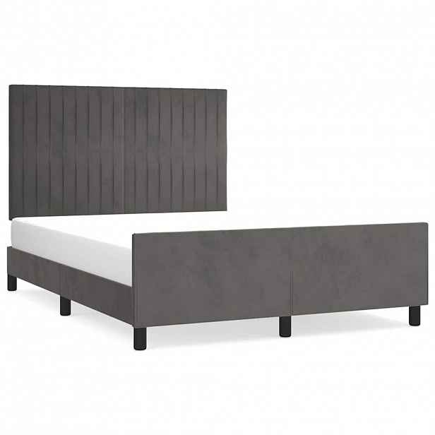 vidaXL Rám postele bez matrace tmavě šedá 140 x 200 cm samet