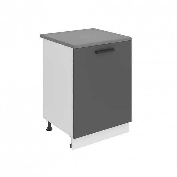 B BELINI GROUP KUCHYŇSKÁ SPODNÍ SKŘÍŇKA 60 cm SD, s pracovní deskou, s 1 dvířky, Stříbrná matná
