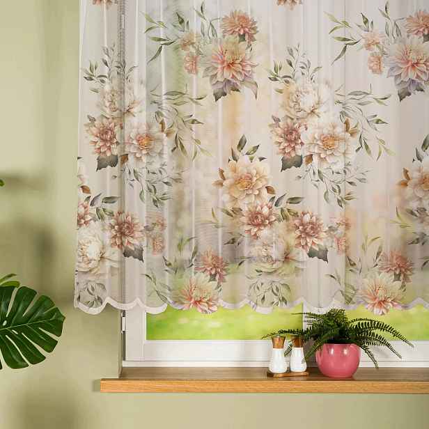 3D Květiny Záclona D00198M Manila 300x130 cm Hotová S Páskou Šitá