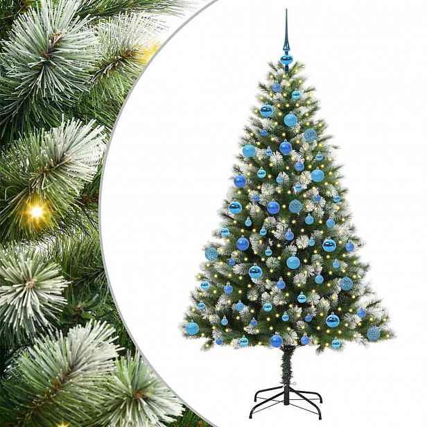 vidaXL Umělý vánoční stromeček s umělým sněhem 300 LED Teplá bílá
