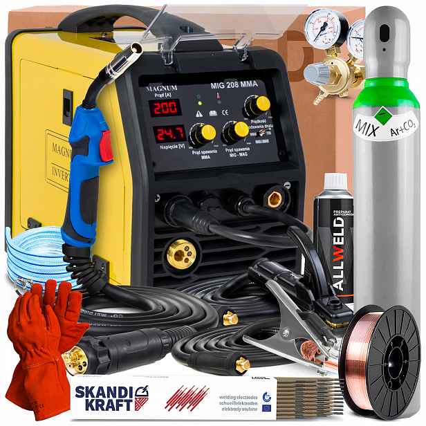 Invertorová Svářečka Magnum Mig 208 Mma 230V 200A Tig Lift Flux 2-VÁLCOVÁ Igbt