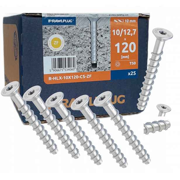 Šrouby Do Betonu Pozink Kuželové Hlavy Kalené 10/12,7x120 mm 25 Ks