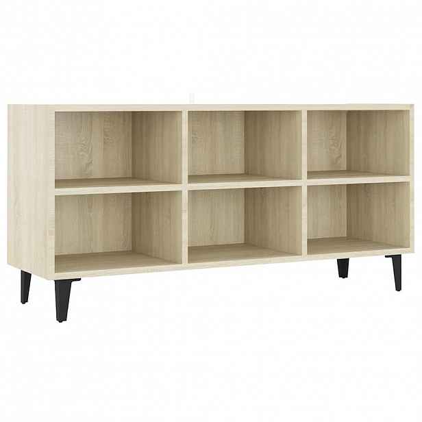 vidaXL TV stolek s kovovými nohami dub sonoma 103,5 x 30 x 50 cm