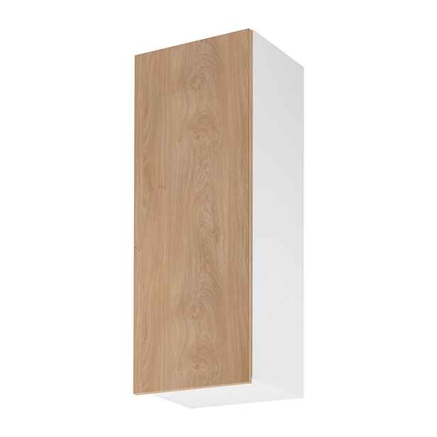 Vysoká horní kuchyňská skříňka SALERNO - šířka 40 cm, bílá / dub, levé provedení