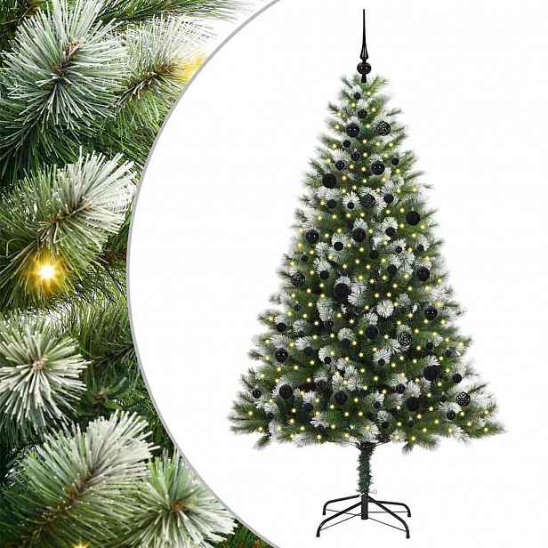 vidaXL Umělý vánoční stromeček s umělým sněhem 300 LED Teplá bílá