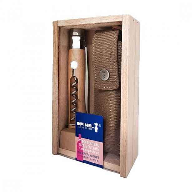 Kapesní nůž N°10 s vývrtkou a pouzdrem, nerezová ocel, 10 cm - Opinel