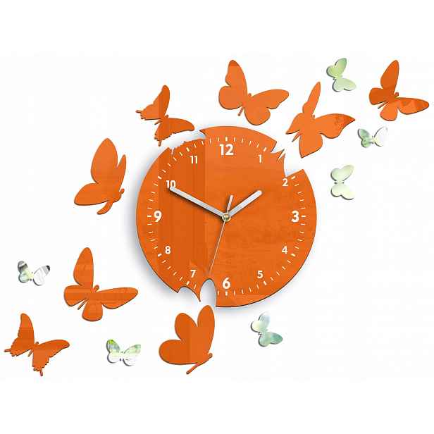 Nástěnné hodiny ModernClock Motýl oranžový 14