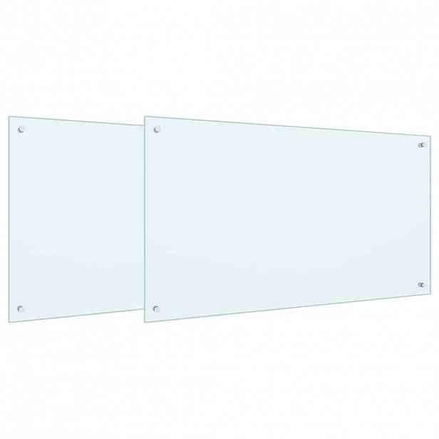 vidaXL Kuchyňský obklad 2 ks Bílá 100 x 60 cm tvrzené sklo