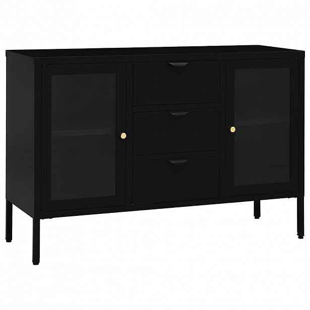 vidaXL Příborník černý 105 x 35 x 70 cm ocel a tvrzené sklo