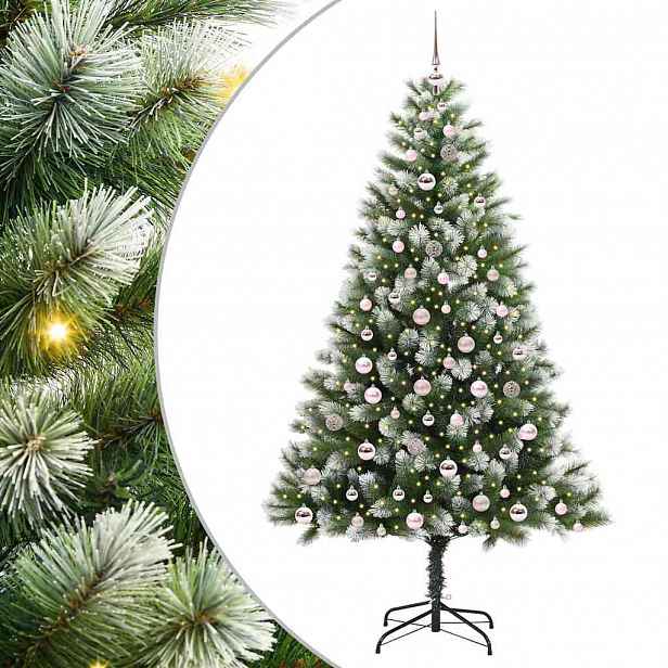 vidaXL Umělý vánoční stromeček s umělým sněhem 300 LED Teplá bílá