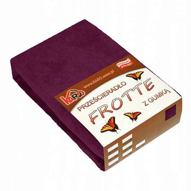 Froté prostěradlo s gumou 200x200 švestkové Karo