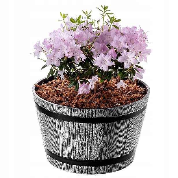 Květináč Kulatý Na Květiny 30CM Světle Šedý Plastový Venkovní