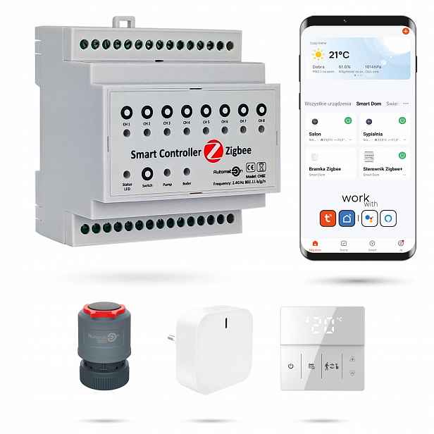 Sada pro podlahovku Zigbee Tuya CH8Z 6 místností s termostaty Pro Wt